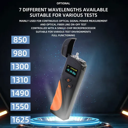 Vista 7 de FTTH Mini Clamshell Probador de cables de fibra Medidor de potencia óptica KTM50 Rango de medición de potencia -50 ~ + 20 dBm
