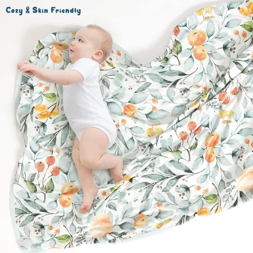 Vista 4 de GRSSDER Mantas de bebé súper suaves de jersey elástico para envolver a niñas y niños, manta de punto reversible de doble capa 34 x 44, extra grande