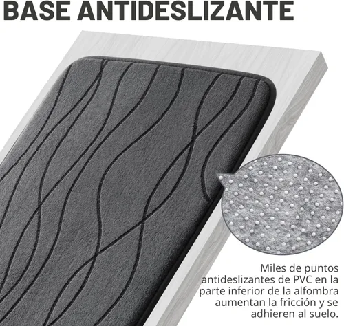 Vista 6 de YIHOUSE Juego de alfombras de baño de espuma viscoelástica, 3 piezas, color gris oscuro