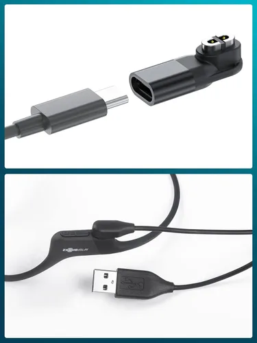 Vista 4 de Adaptador USB C y cable de carga para auriculares Aftershokz, compatible con Shokz Aeropex, Open Run, OpenRun Pro, OpenRun mini, OpenComm 2/UC