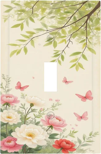 Vista 18 de Cubiertas de tomacorrientes, mármol negro y dorado, hojas blancas doradas, 1 palanca, 1 combinación basculante, placa decorativa de pared, placa