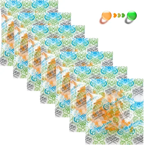Wisesorb 100 paquetes de desecantes seguros para alimentos de 0.07 oz, indicadores de paquetes de gel de sílice, absorbentes de humedad desecantes