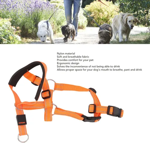 Vista 3 de TOPINCN Collar de cabeza para mascotas evita que las mascotas tiren, collar de perro halter con correa de seguridad para caminar al aire libre (L)