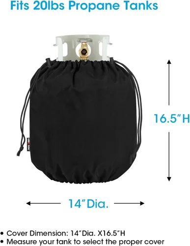 Vista 4 de Unicook Cubierta de tanque de propano de 20 libras, cubierta de cilindro de tanque de gas resistente al agua para exteriores con cordones