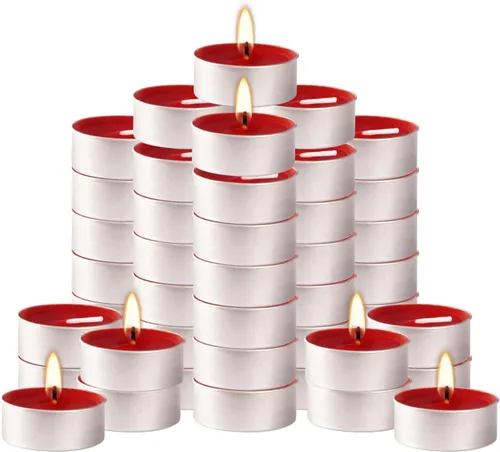Vista 7 de Pliadvbu Tealight Candles - Velas de té pequeñas sin perfume de 50 pulgadas a granel, para Shabat, bodas, Navidad, decoración del hogar (4 horas)