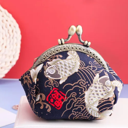Vista 9 de Oyachic Monedero de carpa para cambiar, a granel, para mujer, billetera pequeña de la suerte, bolso de mano vintage para mujer