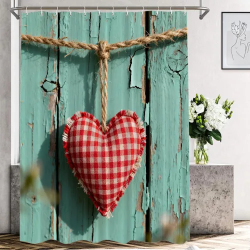 Vista 442 de Shrahala Father and Child Embracing No Hooks Shower Curtain with Snap in Liner Set, Tender Moment Captured Bathroom Décor Polyester Fiber Waterproof