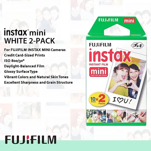 Vista 6 de Fujifilm Cámara de película instantánea Instax Mini 12, película Fuji Instax Mini (20 hojas), película instantánea Fuji Rainbow (10 hojas), funda