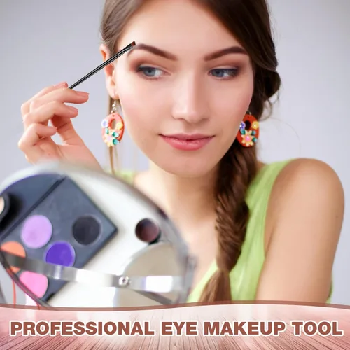 Vista 4 de Gerrii 100 cepillos desechables en ángulo para cejas, cepillo delineador de ojos, cepillos de ángulo desechables, pinceles de tintado para mujeres