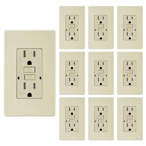 Vista 10 de Micmi Toma GFCI WR negra resistente a la intemperie, resistente a manipulaciones, receptáculo TR con indicador LED, placa de pared sin tornillos