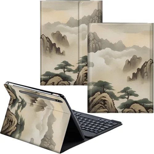 Vista 65 de Funda para Samsung Galaxy Tab S6 Lite 2022/2020 Teclado Inalámbrico Desmontable y Cubierta De Soporte De Cuero PU Funda Protectora Para Samsung