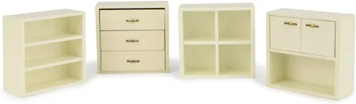 Vista 5 de Juego de muebles en miniatura para casa de muñecas, 4 piezas, armario de madera, armario de casa de muñecas 1:12, varios estilos, kit de muebles
