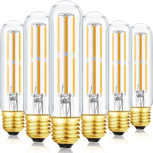 Vista 10 de Leools - Bombilla LED T10 Ámbar 8 W, igual a 60 W, E26, Edison, CA 120 V, regulable, bombilla tubular de 7.3 pulgadas, luz blanca cálida, 2700 K