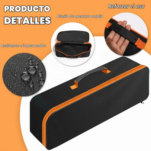 Vista 3 de Paquete de 3 bolsas de herramientas con cremallera, bolsa de herramientas Oxford impermeable de boca ancha, organizador de herramientas de múltiples