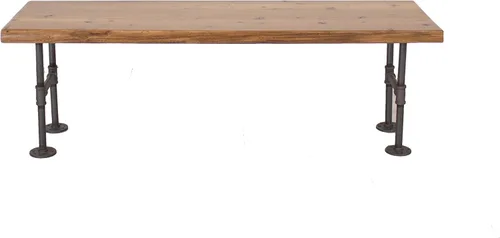 Banco de almacenamiento de entrada y vestíbulo de madera maciza con base de tubería William Roberts Vintage