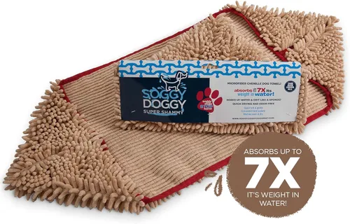 Vista 8 de Soggy Doggy Super Shammy Toalla para Perros - Toalla de Microfibra Chenille para Secar Perros y Limpiar las Patas, Secado Rápido con Bolsillos