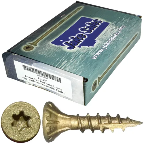 Vista 20 de 8 x 1 revestimiento exterior recubierto de bronce, tornillo de madera multiusos compatible con ACQ, cabeza plana Torx/Star Drive de 1 libra, 288
