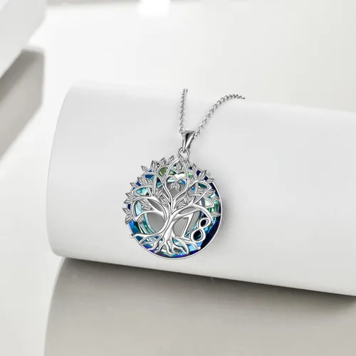 Vista 4 de Collar de plata de ley con árbol de la vida para mujer, regalo de cumpleaños de 16, 18, 30, 40, 50, 60, 70, 80, 90, 100, regalo para mujer, esposa