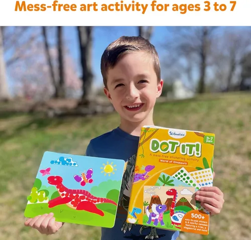 Vista 7 de Skillmatics Actividad artística Dot It - Dinosaurios, calcomanías para niños, kits de manualidades, actividades de bricolaje, regalos para edades