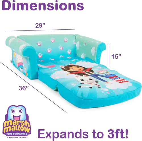Vista 11 de Marshmallow Cocomelon - Sofá cama 3 en 1 para bebés, sofá convertible para niños, sofá cama y tapete de espuma para siesta con manta adjunta