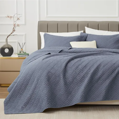 Vista 28 de EXQ Home - Juego de edredón de 2 piezas, tamaño individual, color verde oliva, de microfibra ligera, estilo moderno, con patrón de cuadros