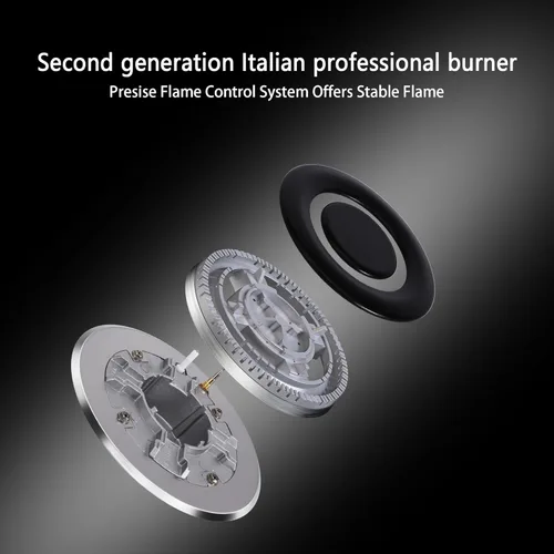 Vista 7 de Placa de cocina de gas de 12 pulgadas, estufa de gas de 2 quemadores, acero inoxidable doble combustible (NG/LPG) convertible, protección