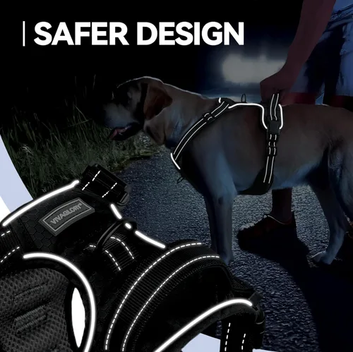 Vista 4 de VIVAGLORY Arnés para perro Easewalk - Arnés para perro sin tirones con asa clip frontal y clip trasero para entrenamiento, caminar y levantar, sin