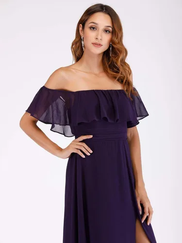 Vista 5 de Ever-Pretty Elegante vestido de dama de honor de gasa con abertura lateral y cintura alta para mujer 00968