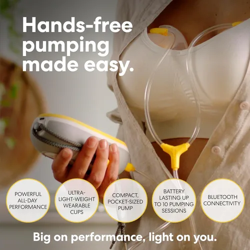 Vista 2 de Medela Freestyle - Extractor de leche eléctrico doble manos libres con copas portátiles, conectividad de aplicaciones, diseño portátil y discreto