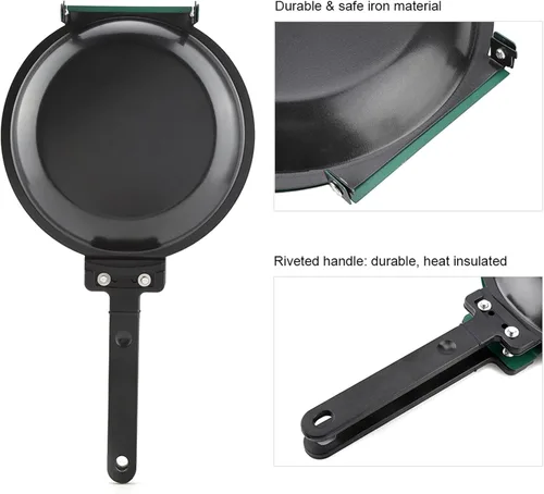 Vista 5 de Pasamer Doble Lado Antiadherente Revestimiento Cerámico Flip Sartén Pancake Maker Hogar Cocina Utensilios de cocina Verde Negro