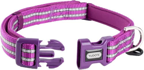 Vista 14 de Collar de nailon reflectante para perro con acolchado de neopreno transpirable, ajustable para perros grandes.