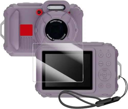 Vista 18 de Funda protectora de silicona para cámaras digitales Kodak Pixpro wpz2, con protector de pantalla y cordón, para accesorios Kodak Pixpro wpz2 - Negro