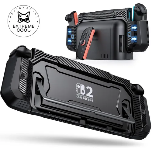 Vista 9 de NinABXY for Nintendo Switch 2 Case,[Exclusive Pop-up 1-Click Joy-Con Release][Kickstand Compatible][Military-Grade Protection]Switch 2 Dockable Case