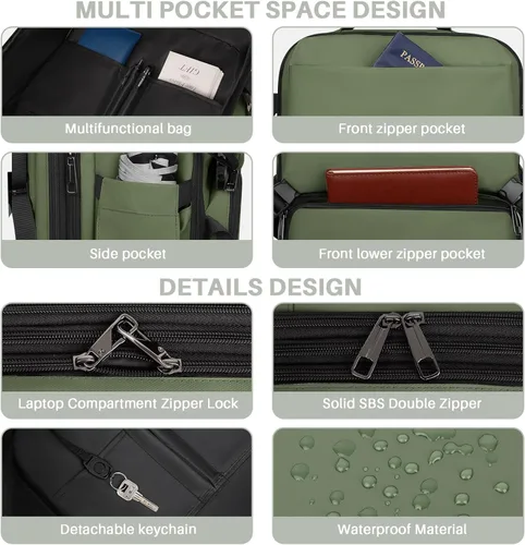 Vista 98 de Mochila de Viaje Snoffic para Mujer, Negro, 17 pulg.