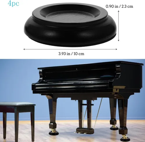 Vista 2 de Copas de piano para piano vertical, de madera, con protectores de suelo de espuma antideslizante y antiruido