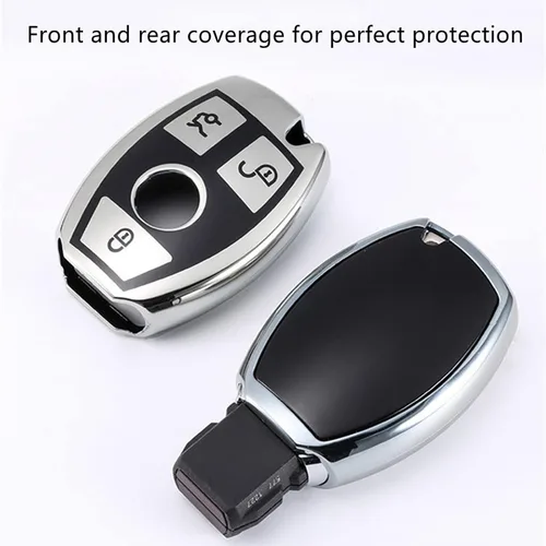 Vista 4 de Creativity Funda para llave de Mercedes Benz. Hermosa funda de TPU compatible con CLS CLK AMG ML C CL E S SL SLK G GLC GLE GLS M R Smart Remote Key