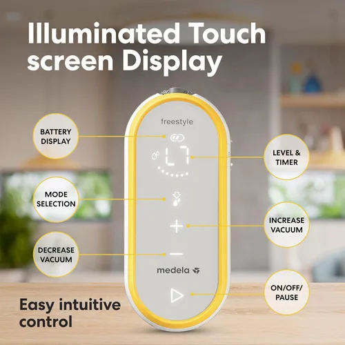 Vista 3 de Medela Freestyle - Extractor de leche eléctrico doble manos libres con copas portátiles, conectividad de aplicaciones, diseño portátil y discreto