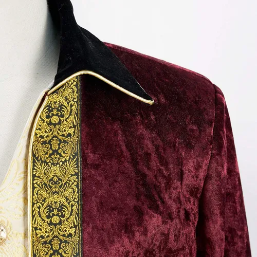 Vista 5 de VOREING Chaqueta medieval steampunk para hombre, chaqueta victoriana de príncipe