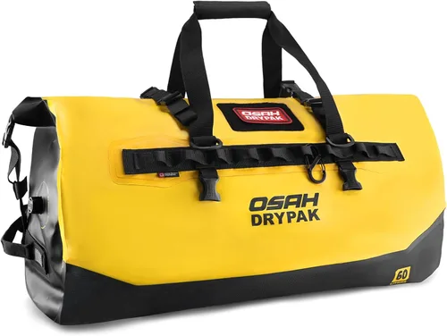 Vista 18 de OSAH DRYPAK Bolsa de lona impermeable 25L/40L/60L – Bolsa trasera de motocicleta resistente, bolsa seca enrollable para viajes, camping, canotaje
