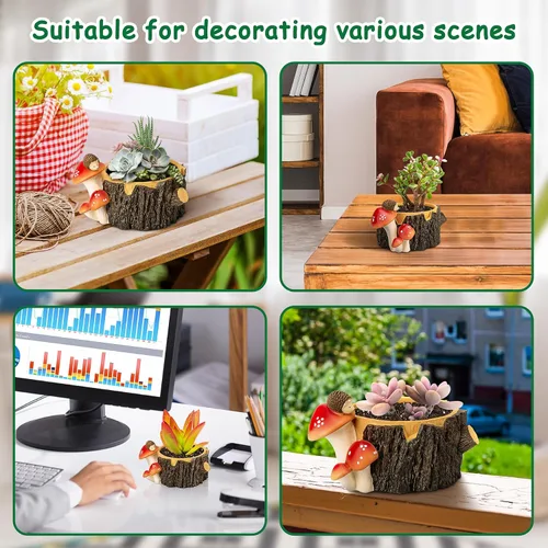 Vista 6 de Macetas para Suculentas con Forma de Erizo con Orificio de Drenaje, Macetas para Plantas de Interior/Cactus/Suculentas, Maceta de Interior Regalo