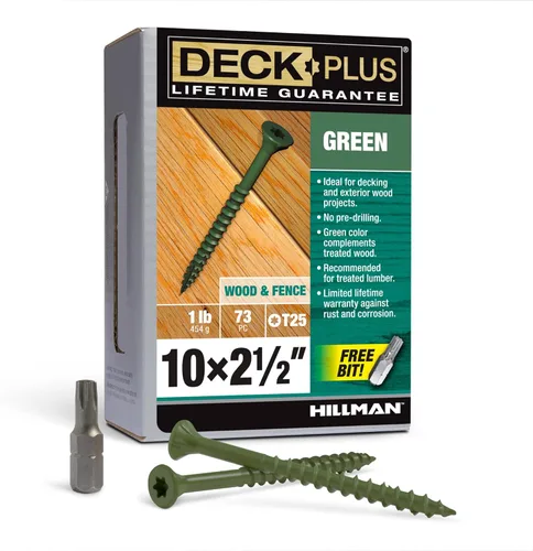 Vista 61 de Deck Plus Tornillos para valla y madera exterior con revestimiento epoxi de 2 pulgadas #8 x 2 Torx/Star Drive Incluido, rosca gruesa, tornillo Rojo