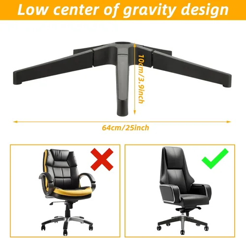 Vista 2 de Piezas de repuesto para base de silla de oficina, resistentes, 2500 libras, base de silla de escritorio de 28 pulgadas, reemplazo universal