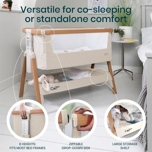 Vista 3 de Tutti Bambini CoZee® Moisés y Cuna de Cabecera 2 en 1 para Bebé - Moisés de Cabecera de Plegado Rápido, Cuna para Bebé con 6 Alturas de Colchón