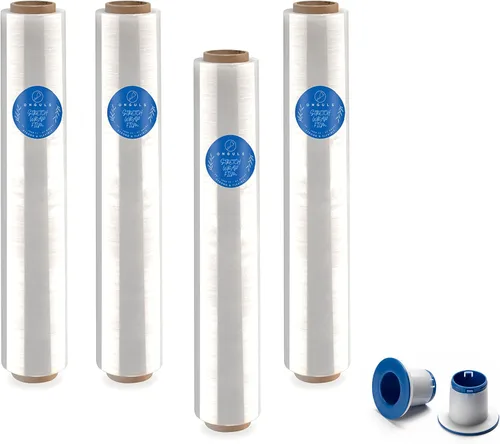 Vista 6 de Película elástica resistente de calibre 67 de 20 x 1000 pies, película elástica 500% con mango fácil de usar, envoltura de resistencia industrial