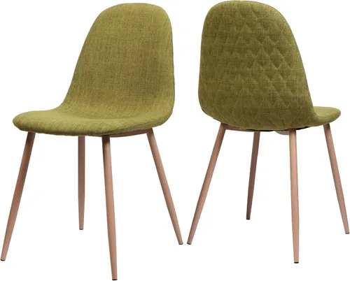 Juego de 2 sillas de comedor, juegos de mesa y sillas, silla de escritorio, sillas laterales tapizadas de tela con patas de acabado de madera de