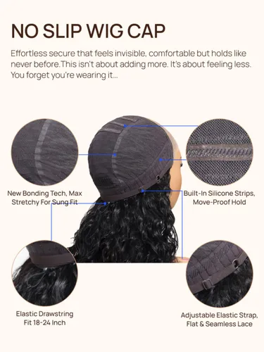 Vista 7 de Nadula Bye Bye Slip Peluca de Cabello Humano con Capas Emplumadas y Raya Lateral con Cordón, Densidad 200%, Sin Pegamento Pre Cortada 7X5 Loose Body