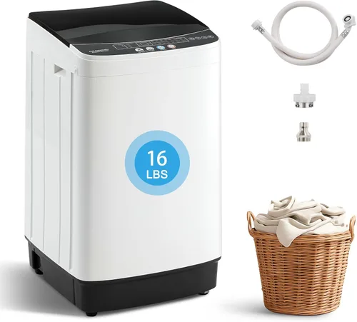 DOGHLY - Lavadora portátil de 16 libras, lavadora y centrifugadora completamente automática con 10 programas, bloqueo para niños y ahorro de