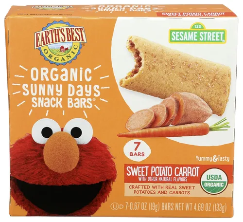 Vista 7 de Earth's Best Barras de aperitivos orgánicas de Plaza Sésamo Sunny Days para niños pequeños, manzana, caja de 7