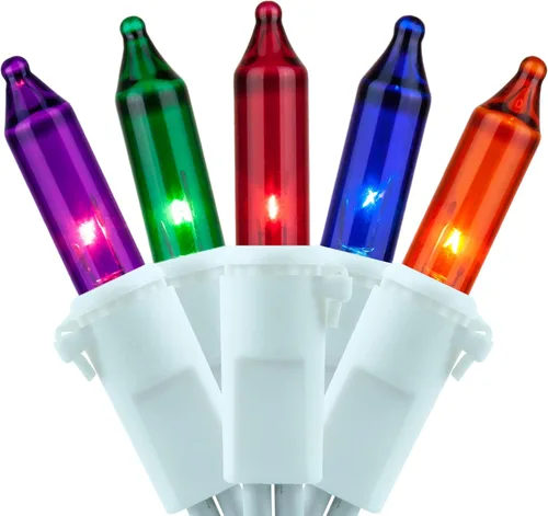 Vista 10 de YULETIME 200 luces de Navidad naranjas, paquete de 2 juegos de 33 pies, 100 luces incandescentes con certificación UL (naranja - cable blanco)