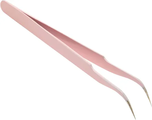 Vista 6 de Okuna Outpost Juego de pinzas de precisión de 6 piezas para extensiones de pestañas con estuche de almacenamiento (rosa claro) - Pinzas para pestañas